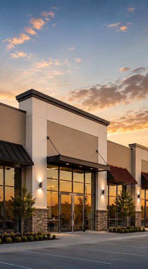 An office entrance at dusk